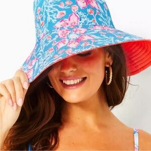 Lilly Pulitzer Blue and Pink Floral Bucket Hat